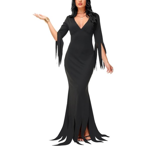 No Brand Dresses & Skirts - Halloween Women's Morticia Costume V-Neck Bodycon Maxi Dress